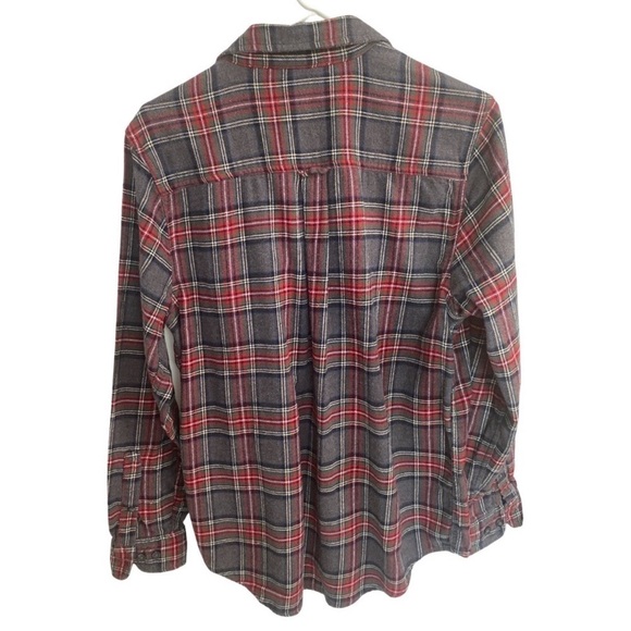 WOOLRICH Plaid Flannel Gray Red Button Down Cotton Collared Shirt Size Medium - Picture 4 of 7